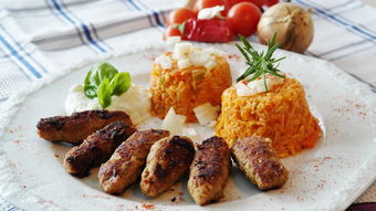 cevapcici,肉,碎的肉,djuvec,zaziki,吃,水稻,午餐,肉圆,美味,营养,炒,食品 