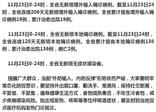 吉林省卫生健康委关于新型冠状病毒肺炎疫情情况通报 2020年11月24日公布
