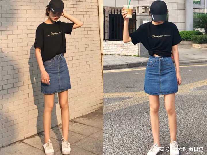 很适合小个子女生穿的牛仔短裙,搭配T恤很清新又减龄 