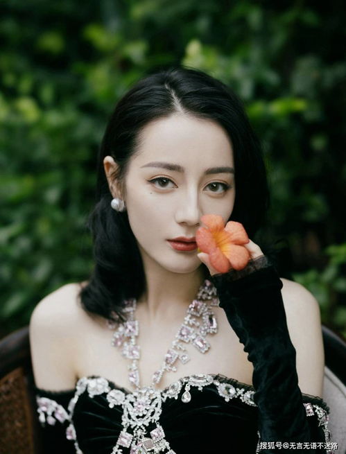 迪丽热巴,一袭黑丝绒公主裙,高贵优雅 