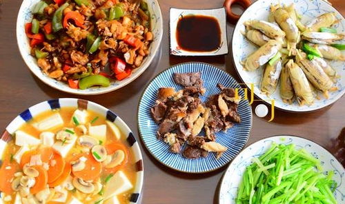 我家周末午餐,三荤两素还有甜点和饮料,你看还可以吗
