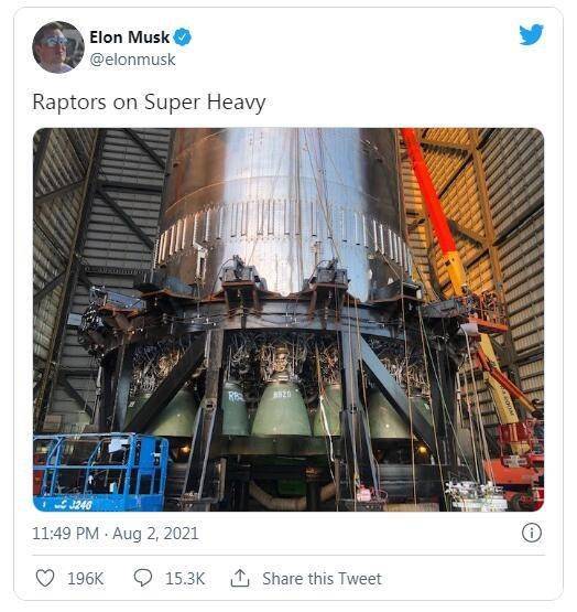 震撼 马斯克晒出SpaceX超重型助推器 和星际飞船加起来高达近120米
