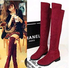 粗腿过膝高跟长靴