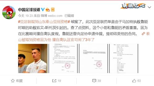 为什么山东泰山被亚足联重罚,取消明年亚冠资格