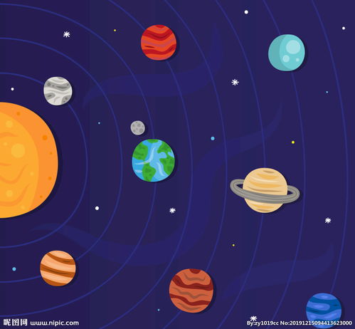精致太阳系八大行星矢量素材图片 