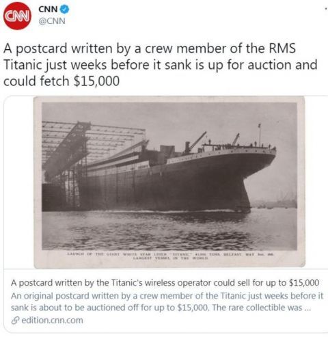 泰坦尼克号船锚模板将拍卖 估价665万(泰坦尼克号船有多大)