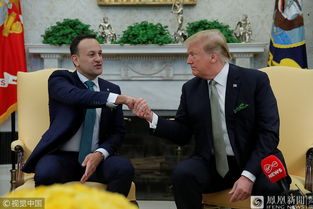 特朗普与爱尔兰总理握手 