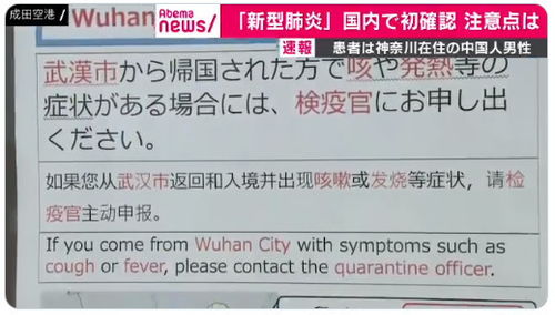 日本确认首例新型冠状病毒病例