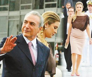 巴西70岁副总统宣誓就职 漂亮妻子媲美布吕尼 