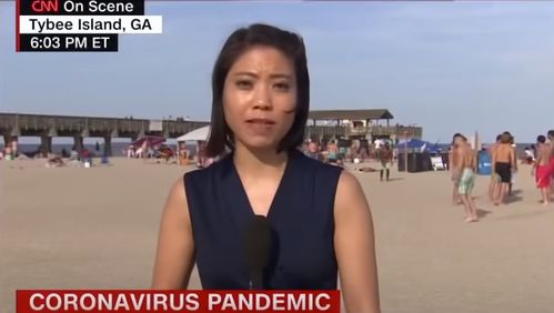 陈亦凡采访乔治亚州泰比岛海滩时,人们大喊大叫滚出我国