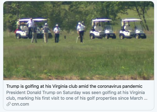 美国死亡数逼近10万,特朗普去打高尔夫了 且未戴口罩