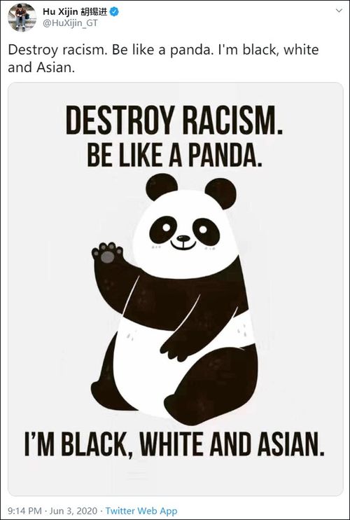 胡锡进 消灭种族歧视,像熊猫一样