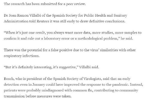 西班牙在去年3月废水样本中检出新冠病毒,这个研究靠谱吗