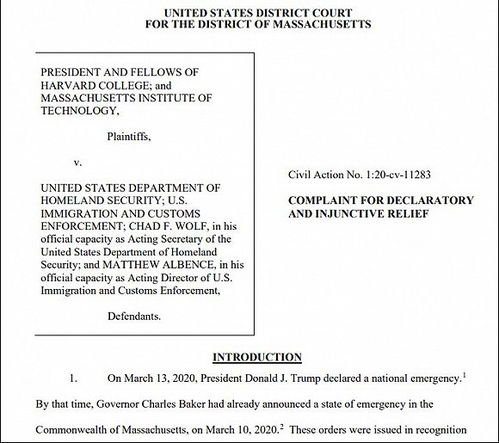 哈佛和麻省理工起诉特朗普政府,称驱逐国际生新政不合法