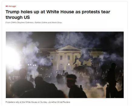 特朗普被指控煽动国家分裂 美国黑人之死事件引发的抗议示威活动