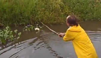 男子野外发现河里有泡沫在跑,拉上来一看一条大鱼