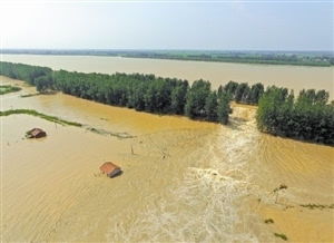 安徽庐江一河段坍塌 挖掘机被洪水冲走