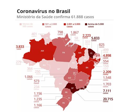 巴西新冠肺炎确诊病例超6万例 多名官员被感染