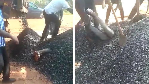 肯尼亚一卡车司机倾卸碎石 男子被碎石埋葬3分钟