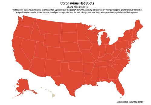 美国这张地图几乎全红了......