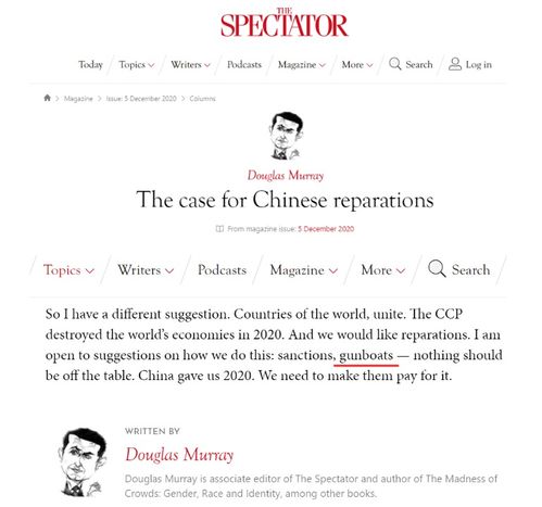 英国知名公知 我们应该派出炮舰,让中国为疫情赔钱