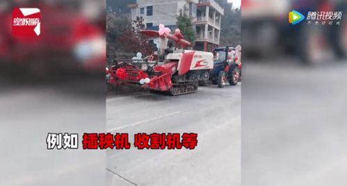 湖南返乡大学生新娘用插秧机当婚车,收割机车队紧随其后 网友 够拉风