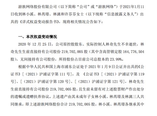 游族网络又遭变故 已逝前董事长林奇被曝有非婚生子 30亿遗产陷争夺