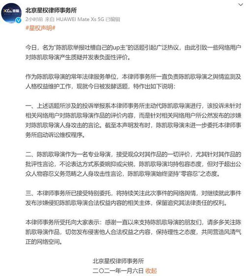 陈凯歌律所发声明 投诉仅针对涉人身攻击言论