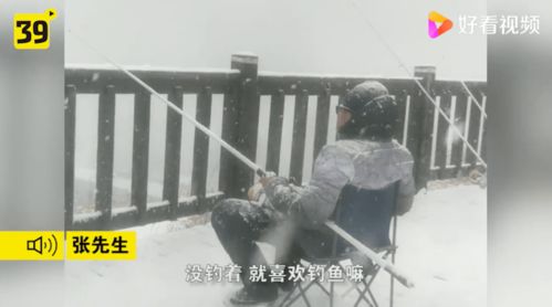 独钓寒江雪 大连一男子顶着大雪钓鱼,网友 这是被冻住了吗