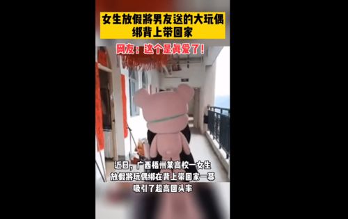 女生放假将玩偶绑在背上带回家 网友 这个是真爱了