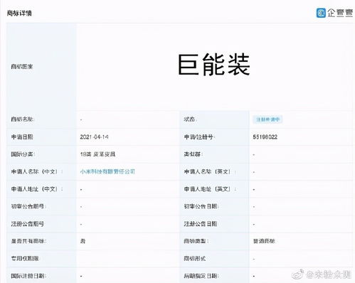 小米关联公司申请注册 米线 商标,此前曾申请 铁蛋 商标