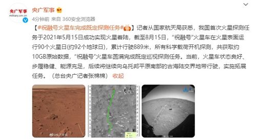 我国祝融号火星车已完成既定巡视探测任务,共获取约 10GB 原始数据 