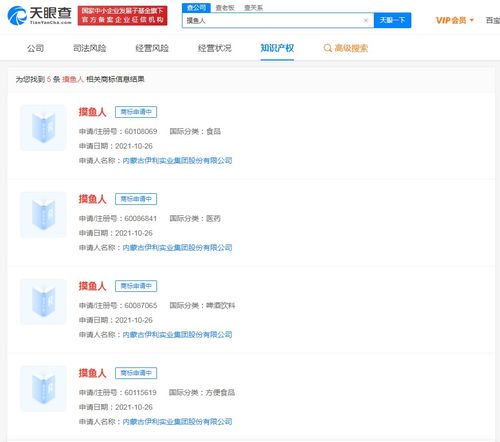 摸鱼人被申请注册商标 伊利申请注册摸鱼人商标