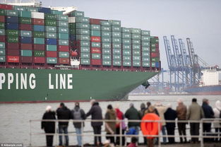 中国巨型货轮抵英国 世界最大体型引无数人围观 