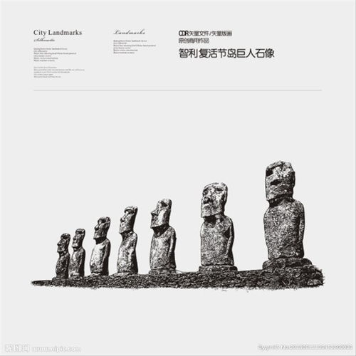 智利复活节岛巨人石像图片 