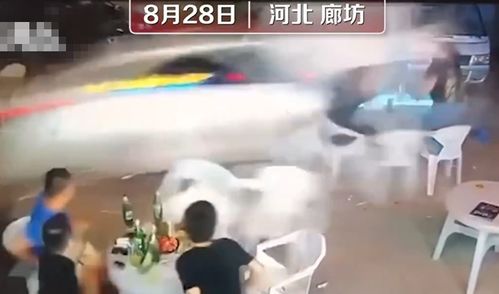 汽车突然冲进夜市,撞上顾客吃饭