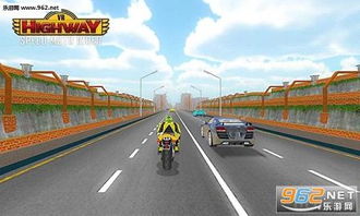一只野鸭在高速公路上与车辆竞速