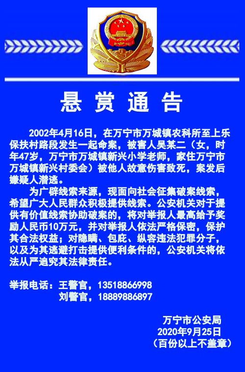武汉公安奖励10万元逮捕凶手(武汉公安官网)
